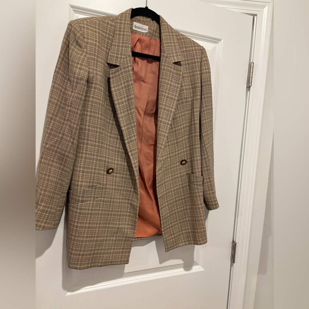 Plaid Blazer with Button Details